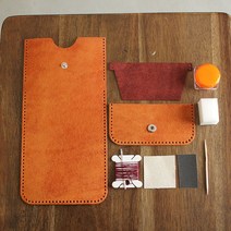 일로레더 심플카드지갑 만들기 가죽공예키트 DIY 이니셜각인, 올모,와인, Free, 1개