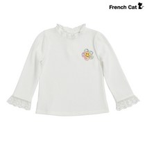 프렌치캣2 화이트 프릴 티셔츠 CH 봄 기본 이너 레이스 골지 Q31DST010