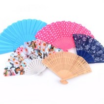 휴대용 부채 대나무살 접이식 무지 플라스틱 접는 손 나무 전통 만들기 어린이 DIY 꾸미기 공예, 제품선택, 원목 플라워