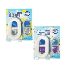 아우라 듀얼액티브 화장실 탈취 방향제 6ml 용기+리필2입 2개 1세트 (클린코튼+프레쉬레몬)