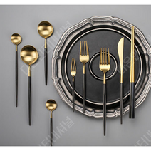명품 스타일 고급 식기 세트 골드 스푼 젓가락 포크 나이프 2pcs/3pcs/4pcs, 2pcs