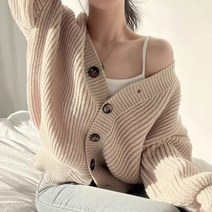 손나은 니트 가디건 루즈핏 숏 귀여운 오버핏 여성 가을 봄 패션 새학기 출근룩 아우터 스웨터