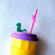 eeeek 실리콘 텀블러 핫컵 콜드컵, 그레이(바디)+퍼플(커버), 490ml