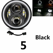 7quot헤드 라이트 LED 헤드 인치 바이크 오토바이 램프 H4 하이 로우 빔, 10 50w Halo light Black