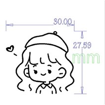 떡도장 베이킹인두 3cm 불도장제작 모형 현품 불도장만들기 인두도장, 벤딩핸들➕3cm패턴(139)