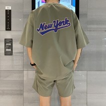 반클라쓰 뉴욕 우븐 반팔 반바지 트레이닝 셋업 오버핏 빅사이즈 봄 여름 커플 세트