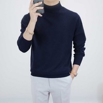 로코비전 부드러운 캐시미어 반폴라 니트 오버핏 비스코스 남자 목폴라 스웨터