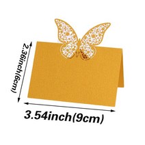 생일축하카드 팝업카드 메세지 세트나비 레이저 컷 테이블 이름 장소 카드, 28 Gold_01 9x12cm