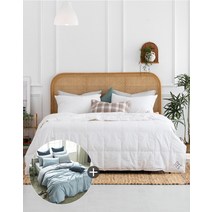 [소프라움] 폴란드80 간절기 구스이불솜+모드니 이불베개커버세트 퀸, 블루