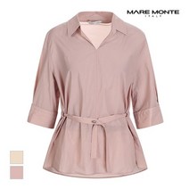 마레몬떼 트임카라 벨티드 반팔 블라우스 M215MBL52M0