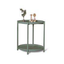 디모어 북유럽풍 모던감성 2단 원형 테이블, 카키