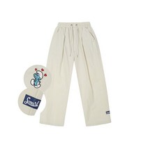 얼킨 캔버스 스머프 여성 여자 여자즈 밴딩 핀턱 와이드 팬츠 바지 아이보리 THE S무르FS X