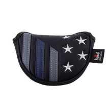 CRAFTSMAN(크래프트맨) 골프 퍼터 커버 소형 말렛 타입 센터 샤프트 대응 마그넷 2개 개폐 클럽 헤드 커버 스타 자수 합성 피혁제 블루 단품 판매