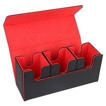 커스텀 가죽 덱 케이스 다이스 수납 가능 유희왕 보드게임 카드 보관함 블랙, (블랙, 내부 컬러 레드 / 다이스 홀더 없음)