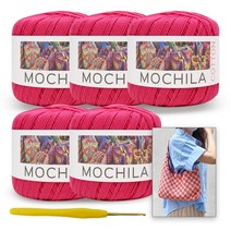[니뜨]모칠라실(45g)x5볼+모사용코바늘4/0호+다미체크숄더백도안, 12_핫핑크
