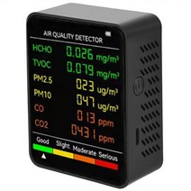 산소측정기 6 in 1 PM2 5 PM10 HCHO T, Black 6-In-1