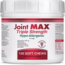 Joint MAX Triple Strength Hypo-Allergenic Soft Chews for Dogs - Hip and Joint Support Supplement wit, 1