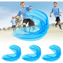 복싱마우스피스 헬스마우스피스 주짓수마우스피스 3팩 아동용 청소년 마우스 가드 축구 스포츠 교정기 피스, 03 블루.