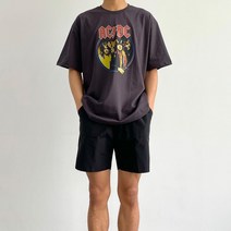 3컬러 남여공용 루즈핏 오버핏 AC/DC 락밴드 디지털 나염 그래픽 반팔 티셔츠