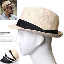 니나스파리 핀턱꼬임테잎 밀짚페도라중절모자 7SH140