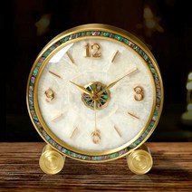 빈티지 시계 고급 무소음 탁상시계 엔티크 장식소품, 크리스탈 베이스(천연 쉘) 브랜드