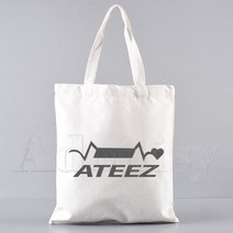 스케치북 미술 화구 가방 ateez k pop 캔버스 숄더 토트 백 핸드백 에코 재사용 가능한 쇼핑 백 빈티지, e