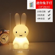 미피조명 LED 무드등 토끼램프 수면등 수유등 북유럽 캐릭터, 조광스위치, 미니토끼 28cm 충전 컬러광+리모컨스위치