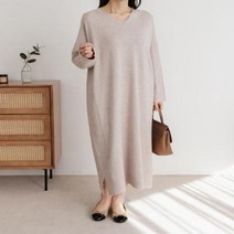 바보사랑 여자 소프트 부드러운 맥시 오버핏 니트 원피스.옷자락(무료배송)