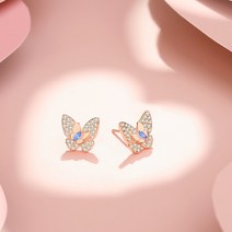 2022 오리지널 모리 나비 귀걸이 여성 스털링 실버 풀 다이아몬드 마이크로 지르콘 귀걸이 작은 스테레오 귀걸이 Tanabata 선물