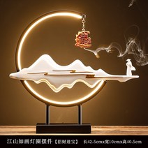 인센스 챔버 스틱 홀더 향로 향초 세라믹 아로마 티 테이블 장식, 2. 江山如画灯圈摆件招财进宝赠送倒流香
