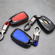 [JS AUTOMOTIVE] 쉐보레 볼트EUV / 카마로SS 스마트키 카본 키케이스 키링 홀더 인테리어 액세서리 용품, 3버튼B, 레드