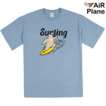 에어플레인 서핑베어 오버핏 반팔 남여공용 티셔츠 빅사이즈