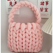 아이슬란드 거친 양모 손으로 짠 가방 소재 가방 diy 수제 작은 빨간 책 손 가방 어깨 가방 대각선 완제품, 벨벳 미트 핑크 완성 패키지, 단일사이즈