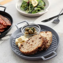 리빙라이크 푸코그릴 캠핑 전자레인지(원형접시L4P)세트, 그레이2P+블루2P, .