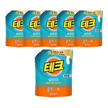 테크 실내건조 액체 드럼 리필 2L 6개, 드럼_베이킹+구연산1.8L