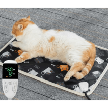 반려견매트 고양이 온도조절 쿠션 방수 온열 애견매트, 디지털 온도 제어 40x40cm 검은고양이