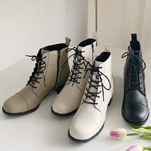 심플 워커 레더부츠 레더 발편한 힐 미들 데일리 여성
