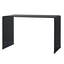 좁고긴 창가 침대 틈새 화분 고스트 테이블 좁은 사이드, 블랙 유리 (L120 x W60 x H75)