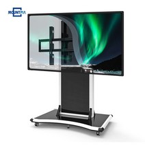 마운트피아 EMS-1W 전자칠판 이동식TV거치대 전동형 높이조절 86-98인치, 실버, 유리선반, 추가안함