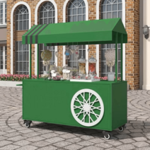 마차매대 이동식 플리마켓 푸드트럭 노점 꽃 야시장 판촉대 이동 간식 차, 손잡이포함180x60x190그린