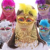 베네치아가면 가면무도회 눈가면 베일 반가면 파티, 레드