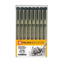 SAKURA 피그마 마이크론 볼펜 8종세트 0.15mm 0.2mm 0.25mm 0.3mm 0.35mm 0.4mm 0.45mm 0.5mm, 블랙, 2세트