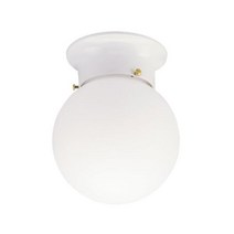 Westinghouse Lighting 6660700 내부 천장 고정 장치 60와트 유리 글로브가 있는 화이트 마감, White Finish with Glass Globe, 백열등, 화이트.