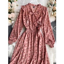 2023 써스데이 아일랜드 하라주쿠 스타일 원피스 프랑스 봄 여름 꽃 쉬폰 드레스 가운 긴