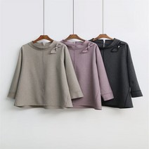 [천삼백케이] [코지23] 여자 베이직 중년여성 어깨 리본 브로피 블라우스