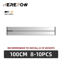 고용량멀티탭 herepow 전원 트랙 소켓 스마트 가전 전자 플러그 어댑터 영국 미국 eu 표준 콘센트 벽 마운트 소켓 usb, p3 100cm 트랙, 은, 블루 라이트