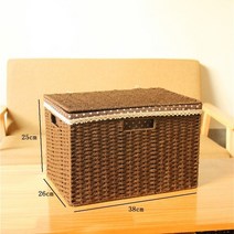 라탄서랍장 라탄 빈티지 안방 다용도실 와이드 작은 덮힌 모조 등나무 보관 수납함 서랍장, 커버드 라이닝 브라운 라지, 여러 크기