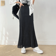 땡땡이 플리츠 도트 밴딩 머메이드 맥시 롱 스커트 4color