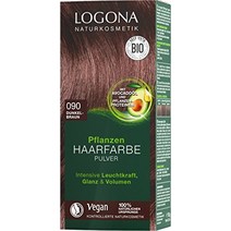 독일 LOGONA Naturkosmetik 허벌 헤어 컬러 파우더 010 골든 블론드 비건 내츄럴 헤나 함유 블론드 내츄럴 헤어 컬러 착색 100g 염색약 셀프 버블 새치, 090 암갈색브라운 엠버
