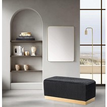 Chic Home Beatrix 벤치 질감 벨벳 덮개 부드러운 골드 톤 메탈 베이스 모던 컨템포러리 블랙